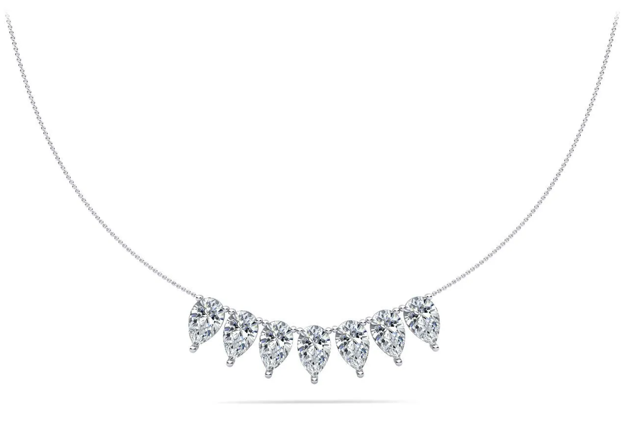 Seven Stone Pear Shape Diamond Necklace with 3.50 ct.(finished) 7x4.5mm