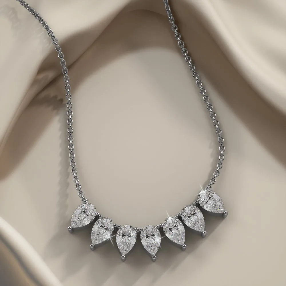 Seven Stone Pear Shape Diamond Necklace with 3.50 ct.(finished) 7x4.5mm