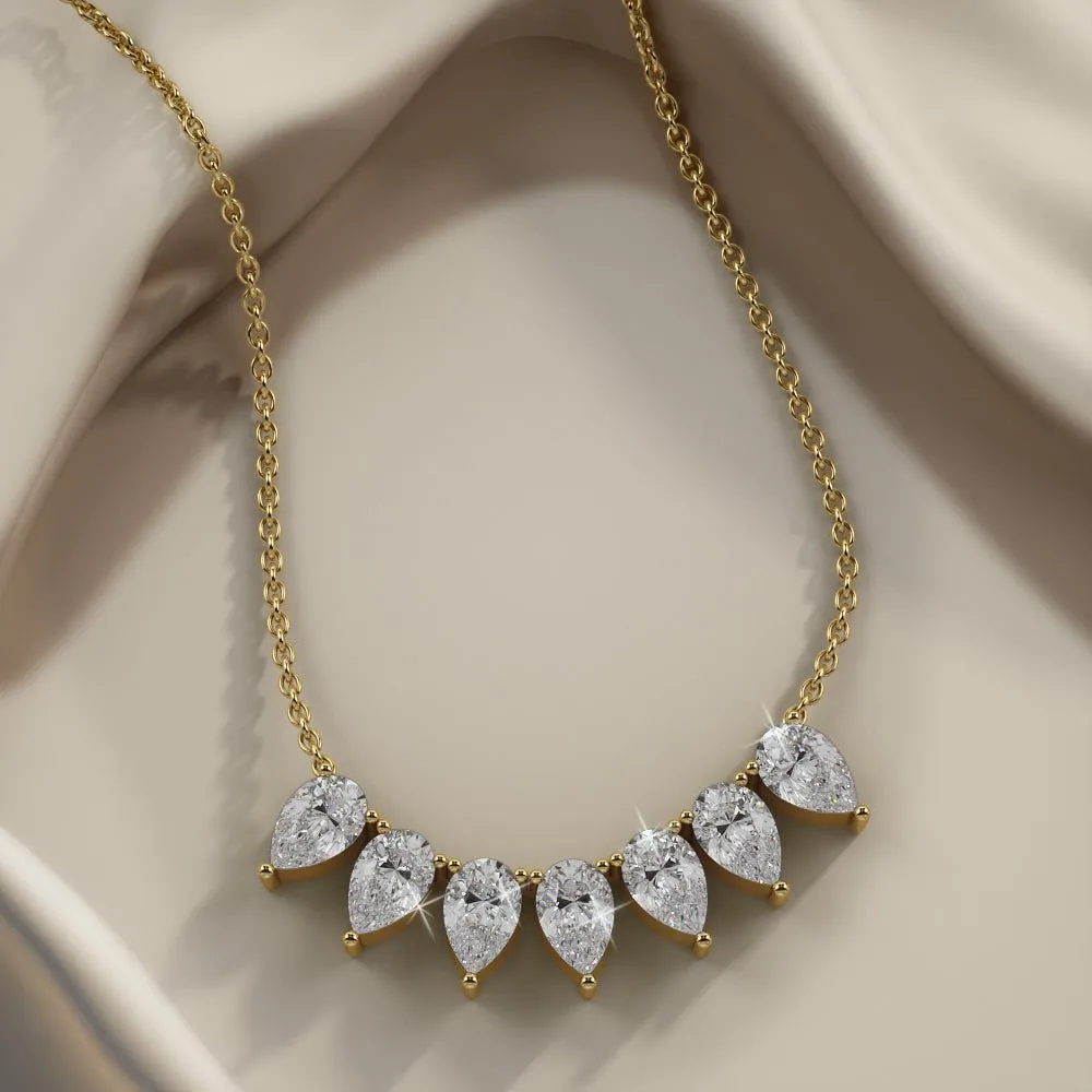 Seven Stone Pear Shape Diamond Necklace with 3.50 ct.(finished) 7x4.5mm