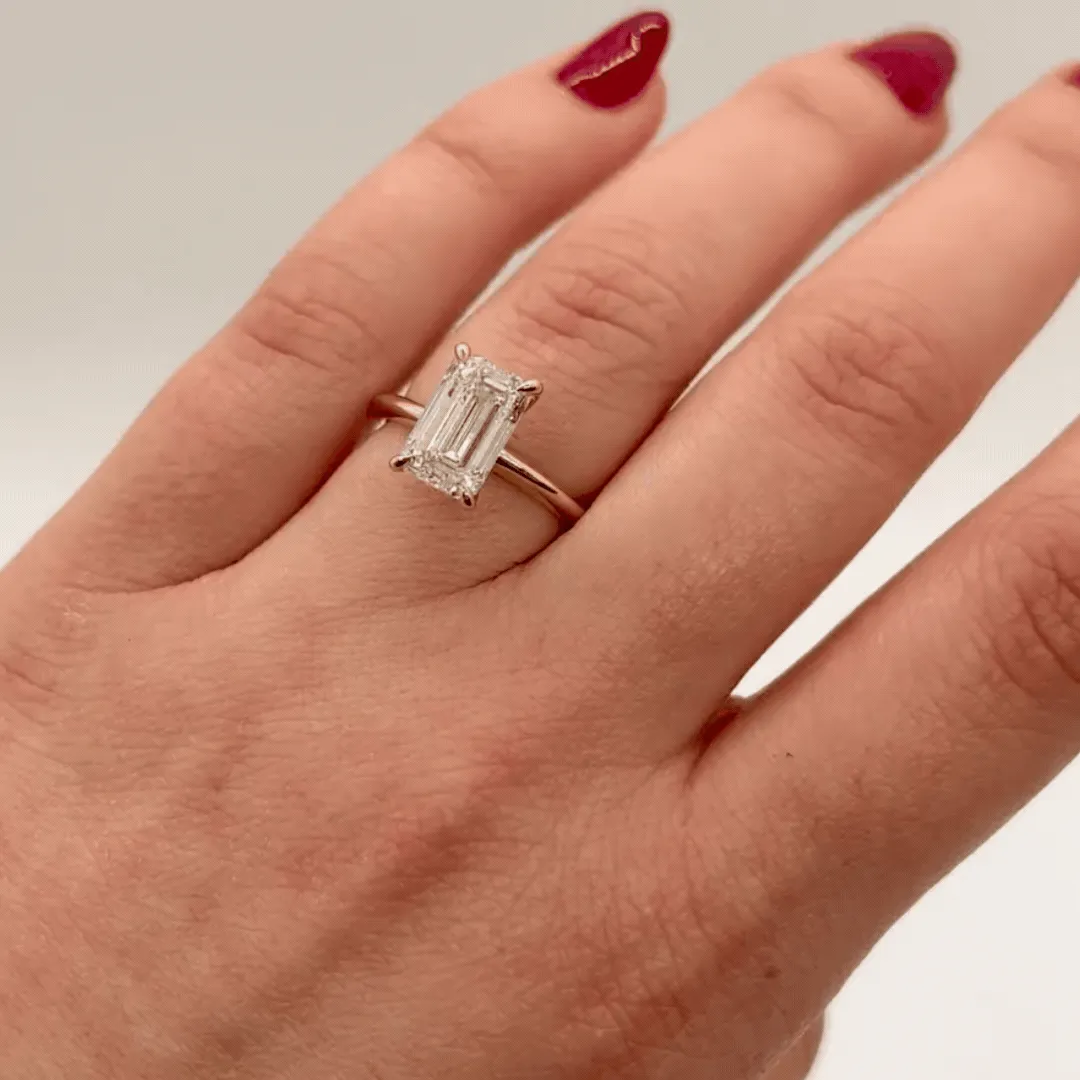 Signature Rail-less Emerald Cut Engagement Ring
