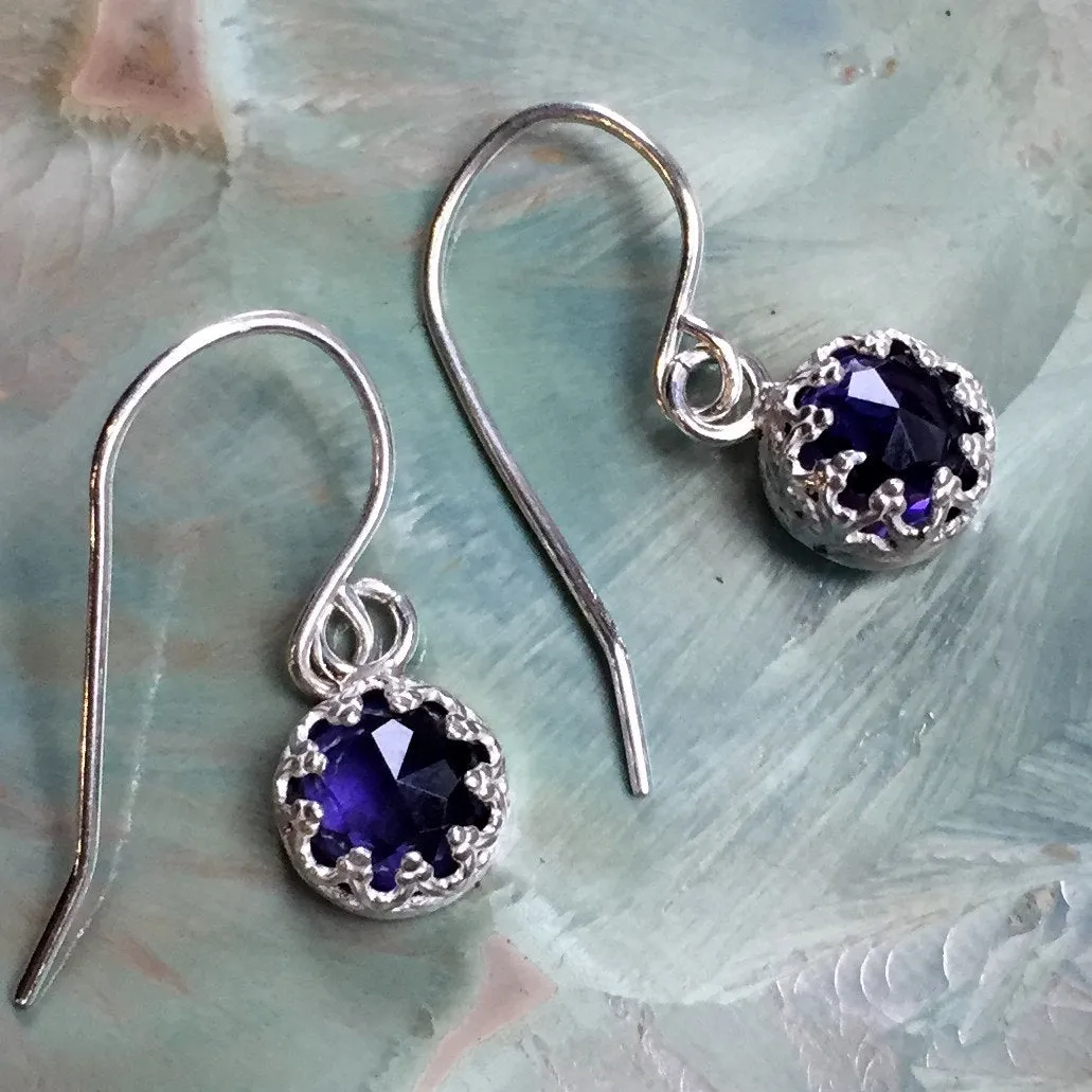 Silver Amethyst Dangle Earrings - Nirvana.