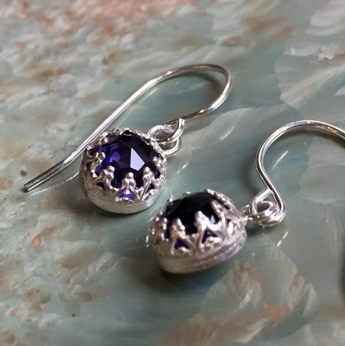 Silver Amethyst Dangle Earrings - Nirvana.