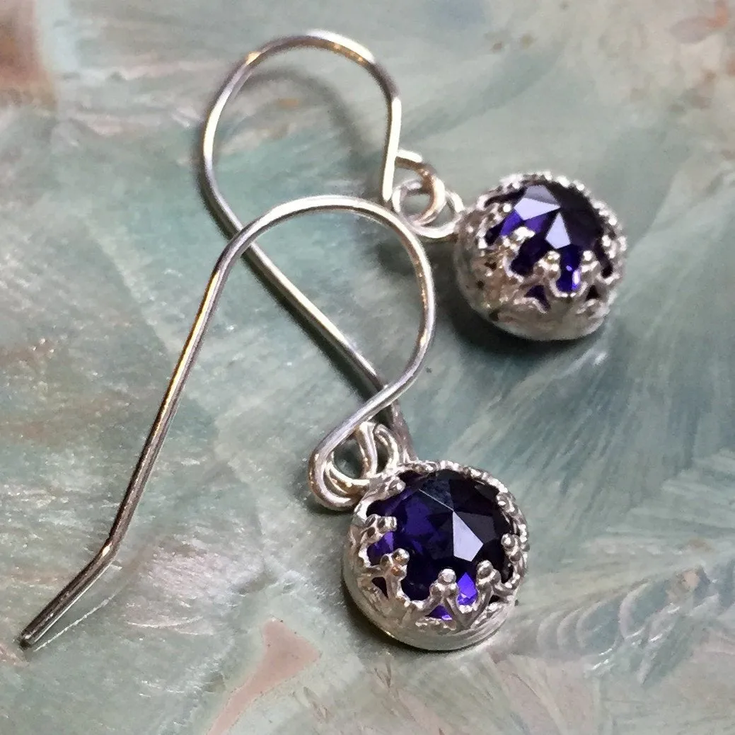 Silver Amethyst Dangle Earrings - Nirvana.