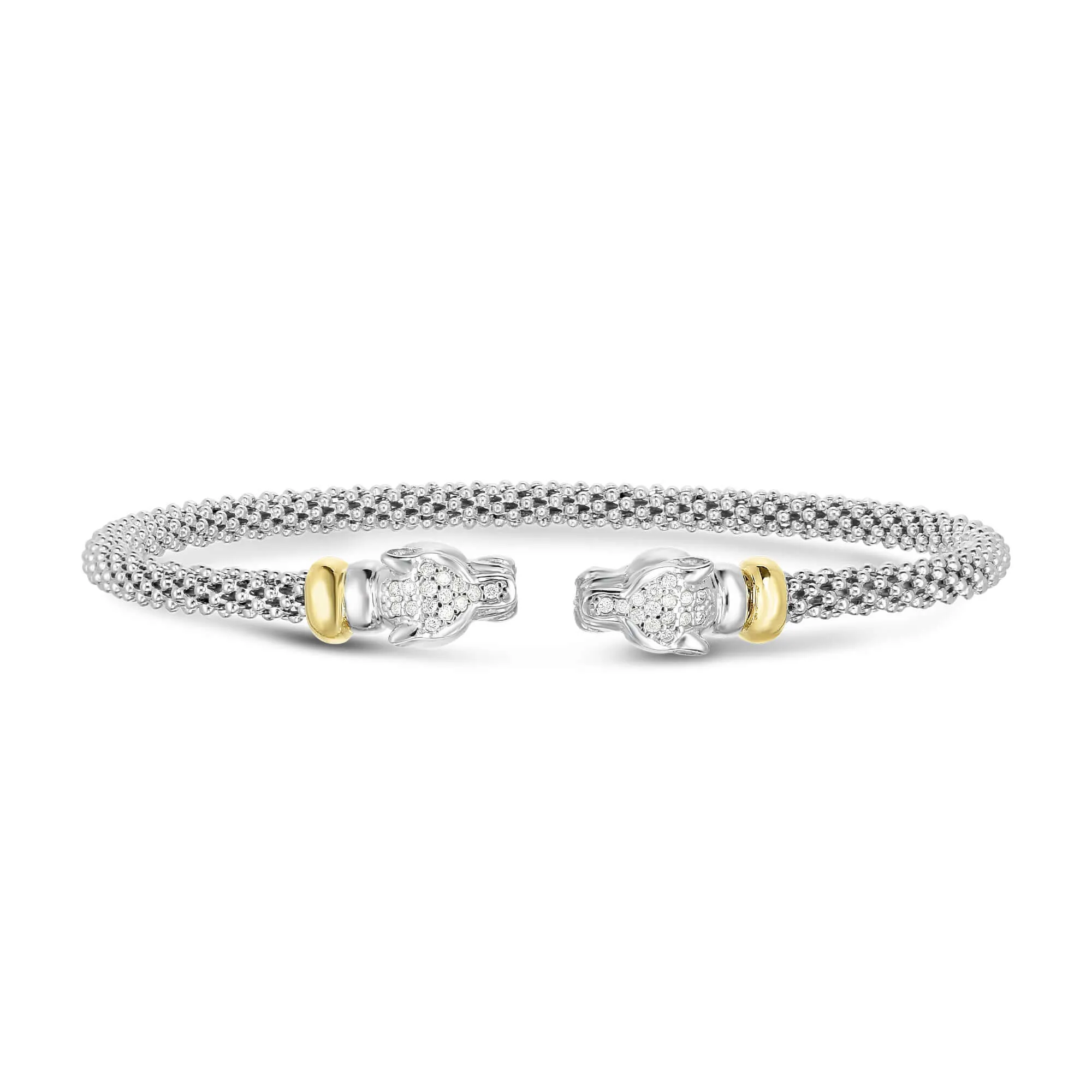 Silver & 18K Gold Diamond Panther Bracelet