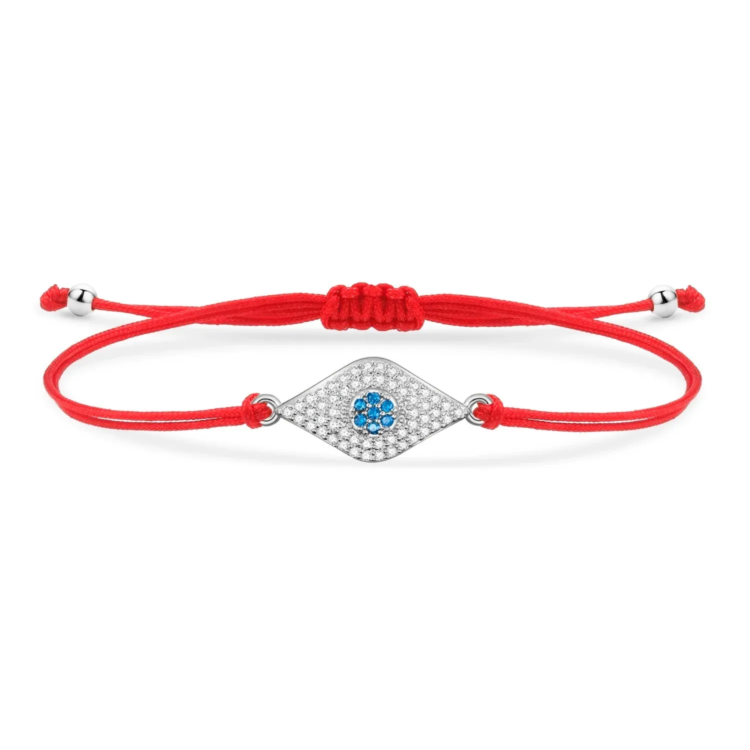 Silver Blue Evil Eye Charm Red String Protection Bracelet