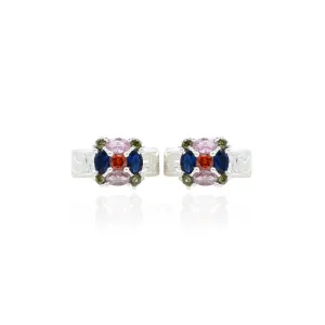 Silver Emerald Colorful Gems Toe Rings