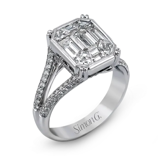 Simon G. 18k White Gold Diamond Engagement Ring