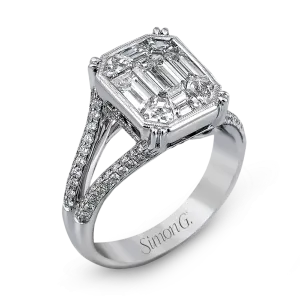 Simon G. 18k White Gold Diamond Engagement Ring