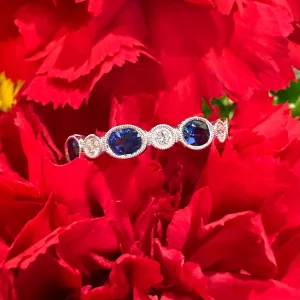 Simon G Sapphire and Diamond Ring in 18K White Gold LR2461