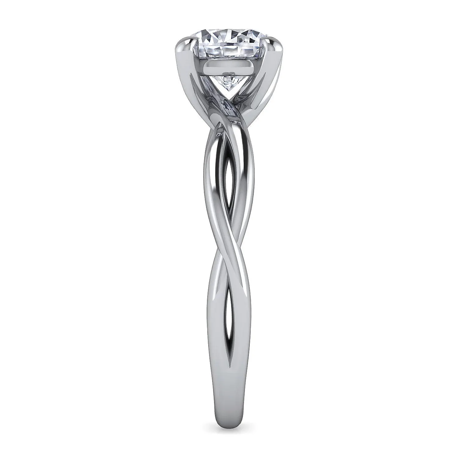 Simple Twist Solitaire Round Diamond Engagement Ring Mounting