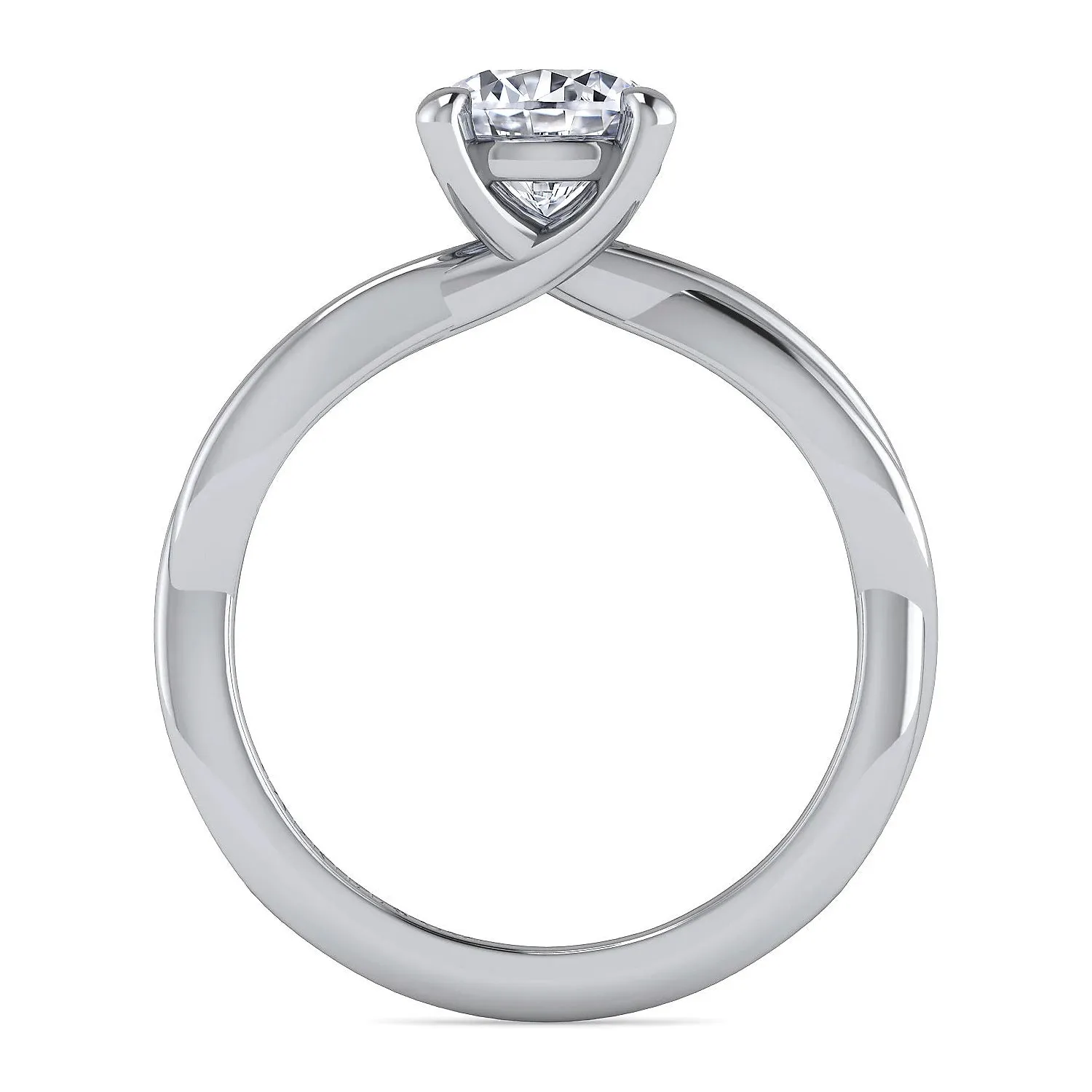 Simple Twist Solitaire Round Diamond Engagement Ring Mounting