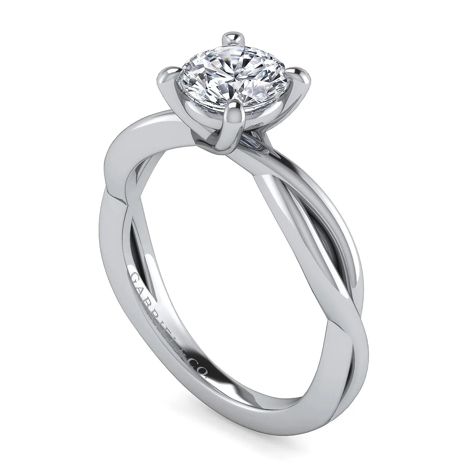 Simple Twist Solitaire Round Diamond Engagement Ring Mounting