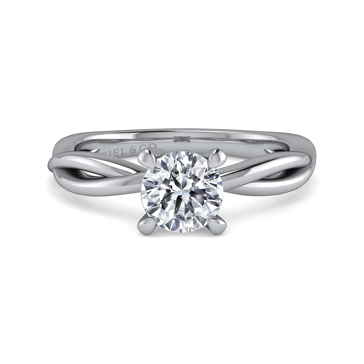 Simple Twist Solitaire Round Diamond Engagement Ring Mounting