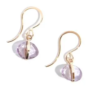 Single Drop Amethyst Earring in Yellow Gold