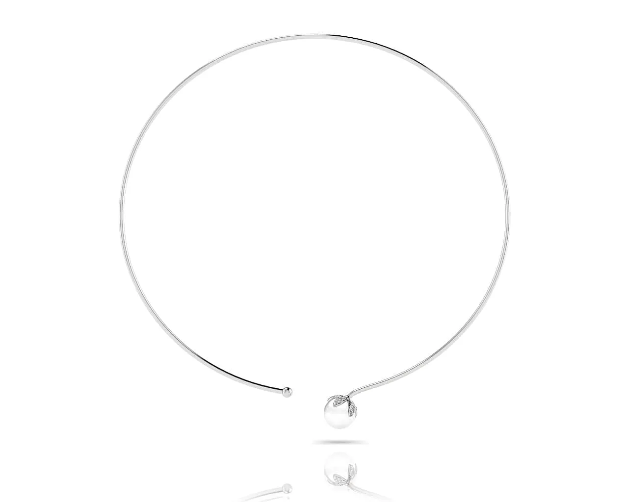 Single Pearl Flexible Diamond Necklace with 0.26 ct.(finished) 1mm, 1.2mm