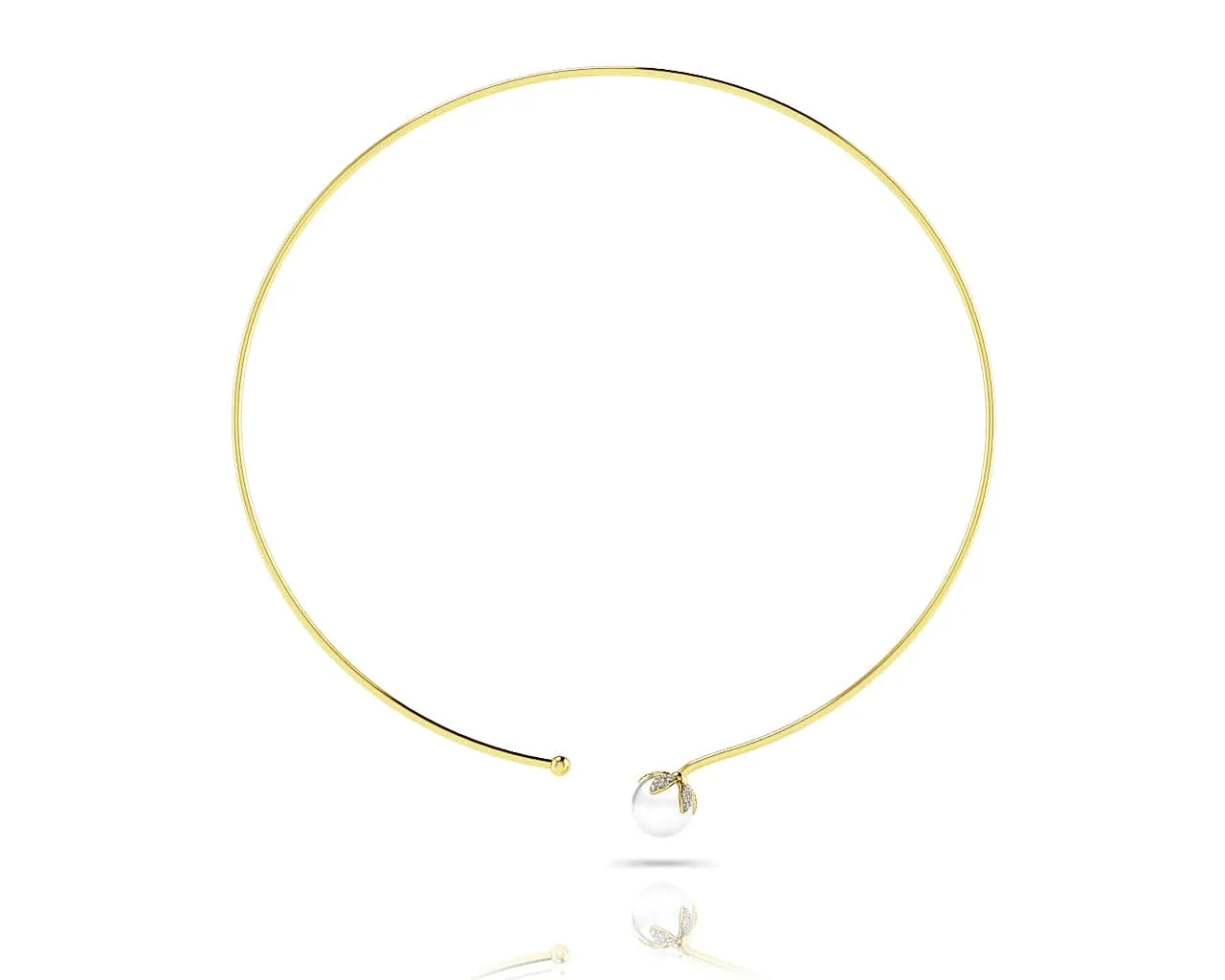Single Pearl Flexible Diamond Necklace with 0.26 ct.(finished) 1mm, 1.2mm