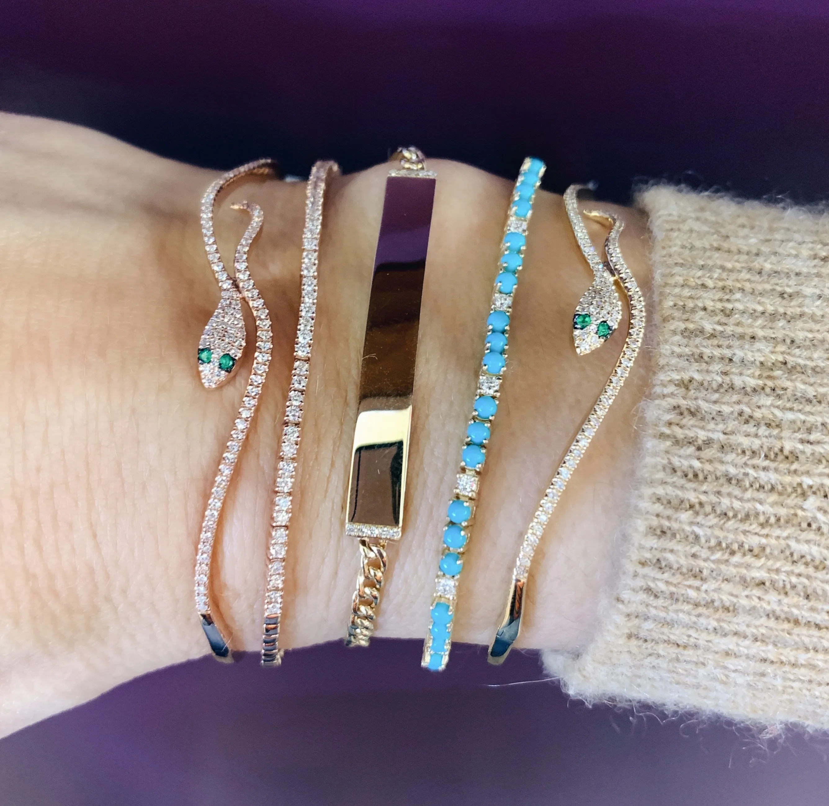 Skinny Sexy Diamond Snake Cuff Bracelet