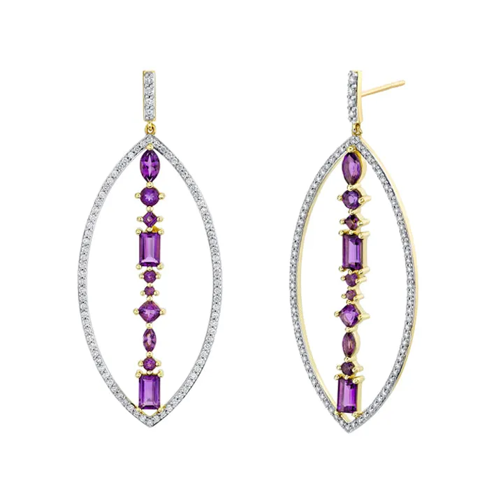 Sloane Street 18k Yellow Gold Amethyst & Diamond Open Marquise Earrings- SS-E272T-AMY-WDCB-Y