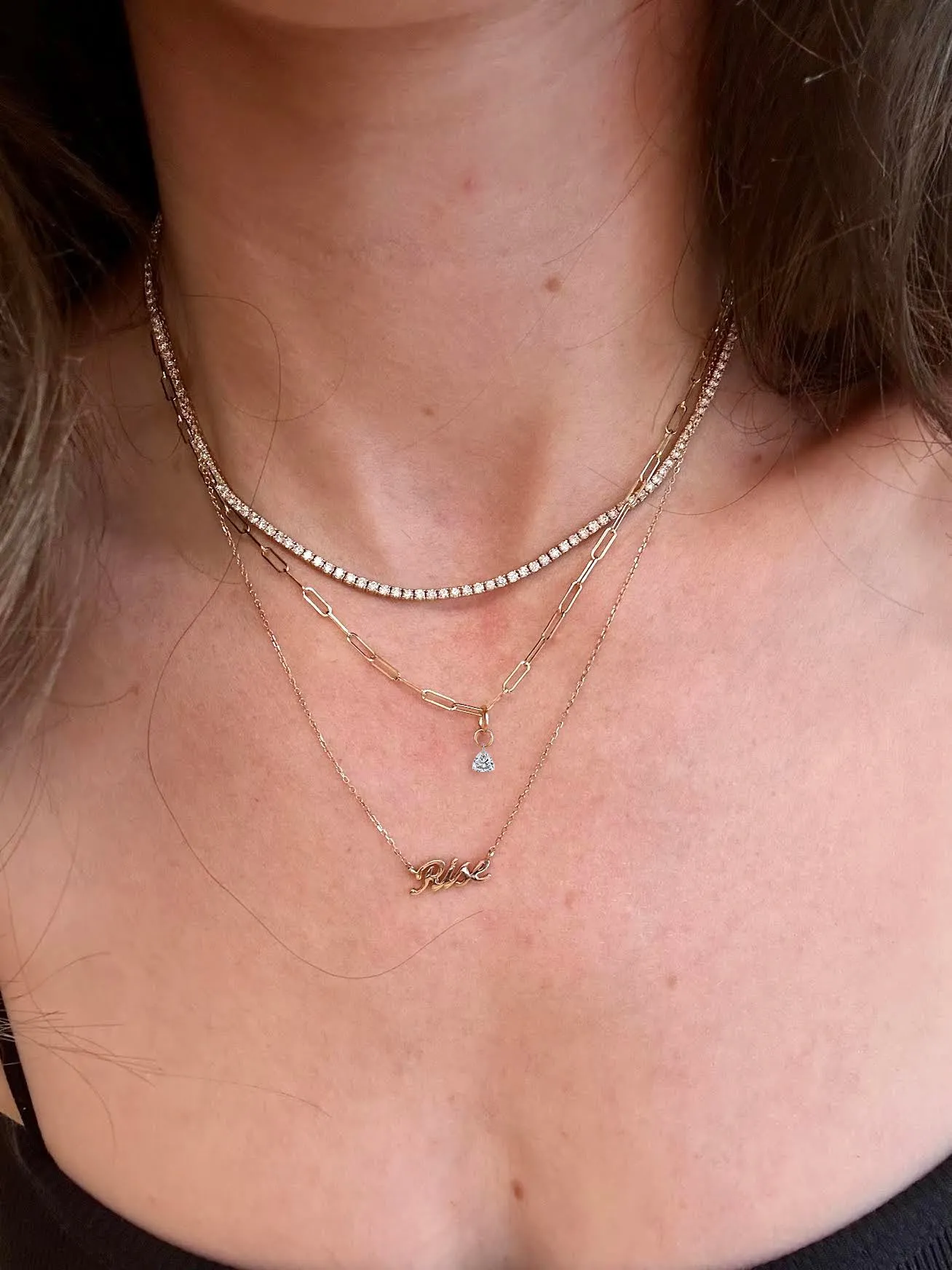 Small Trillion Pierced Diamond Charm for Chains