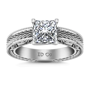 Solitaire Princess Cut Diamond Engagement Ring Rowan 14K White Gold