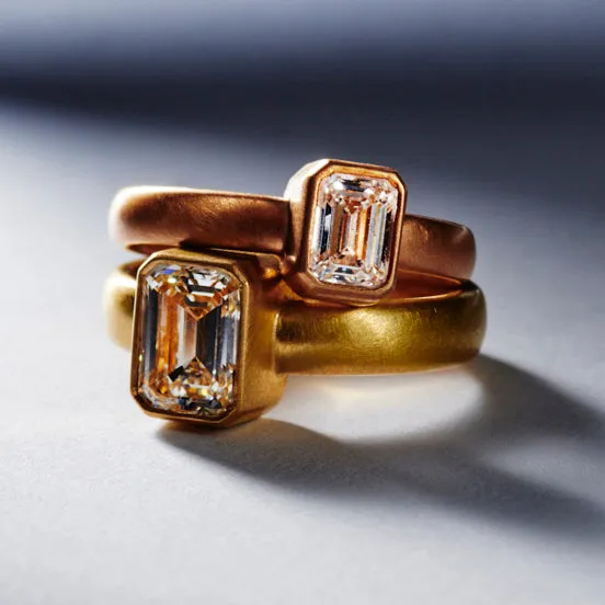 Sonoma Emerald Cut Diamond Ring in 22K Apricot Gold