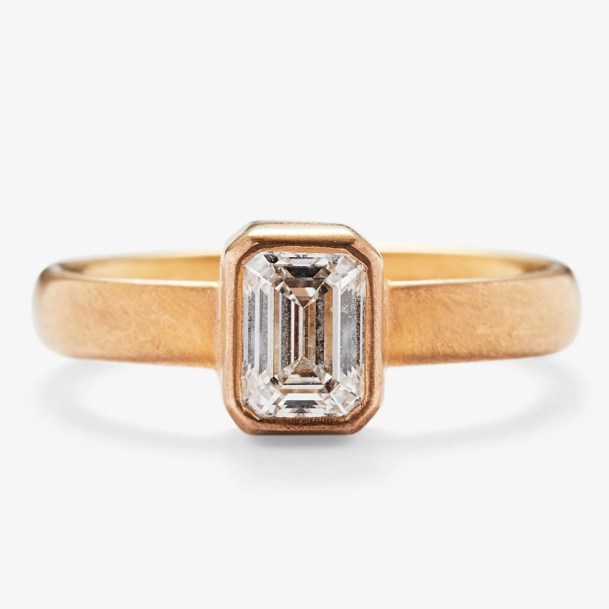 Sonoma Emerald Cut Diamond Ring in 22K Apricot Gold