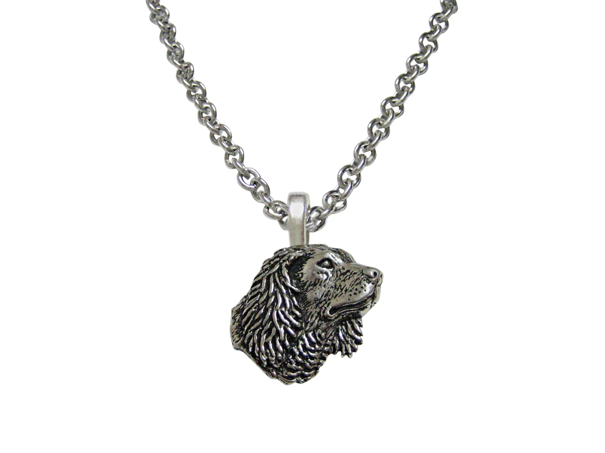 Spaniel Dog Head Pendant Necklace