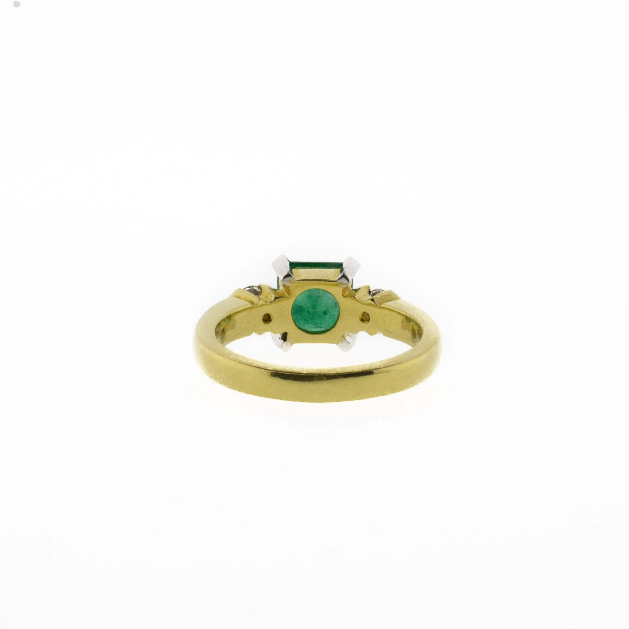 Square Cut Natural Emerald & Diamond Ring