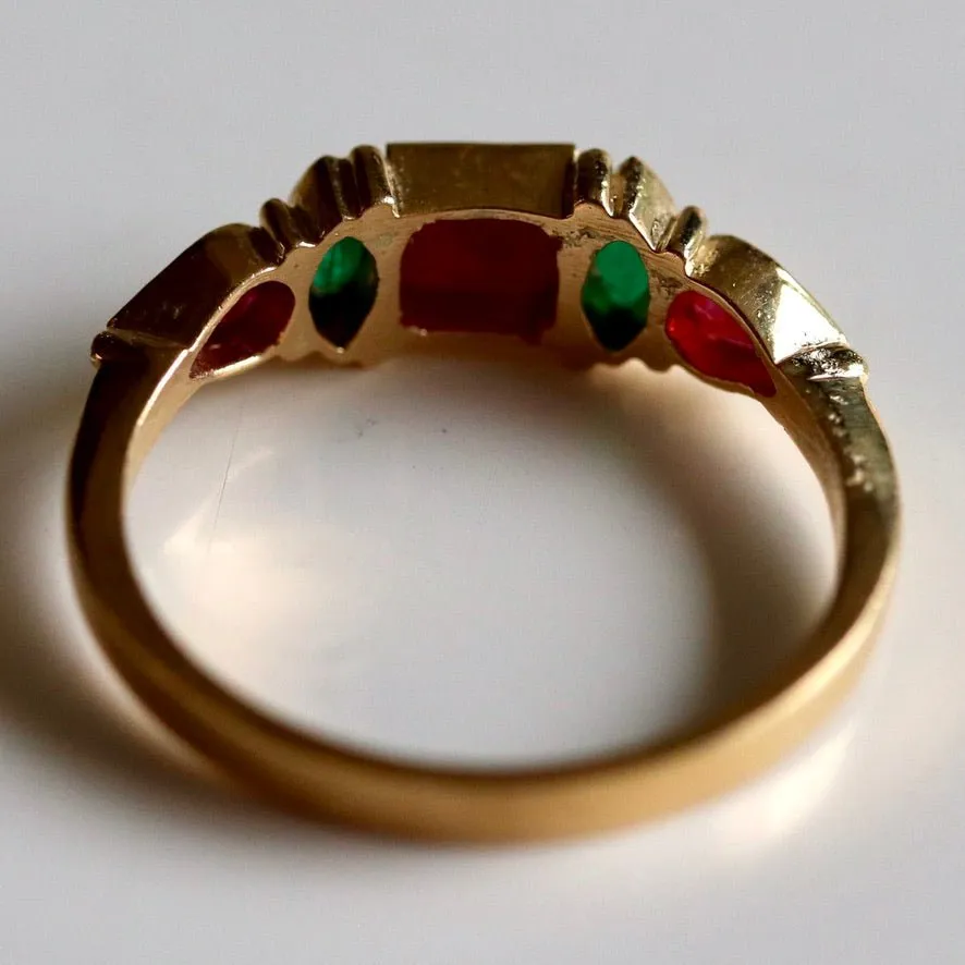 St Patrick 14k Gold, Garnet, Ruby & Emerald Ring