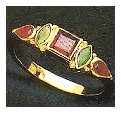 St Patrick 14k Gold, Garnet, Ruby & Emerald Ring