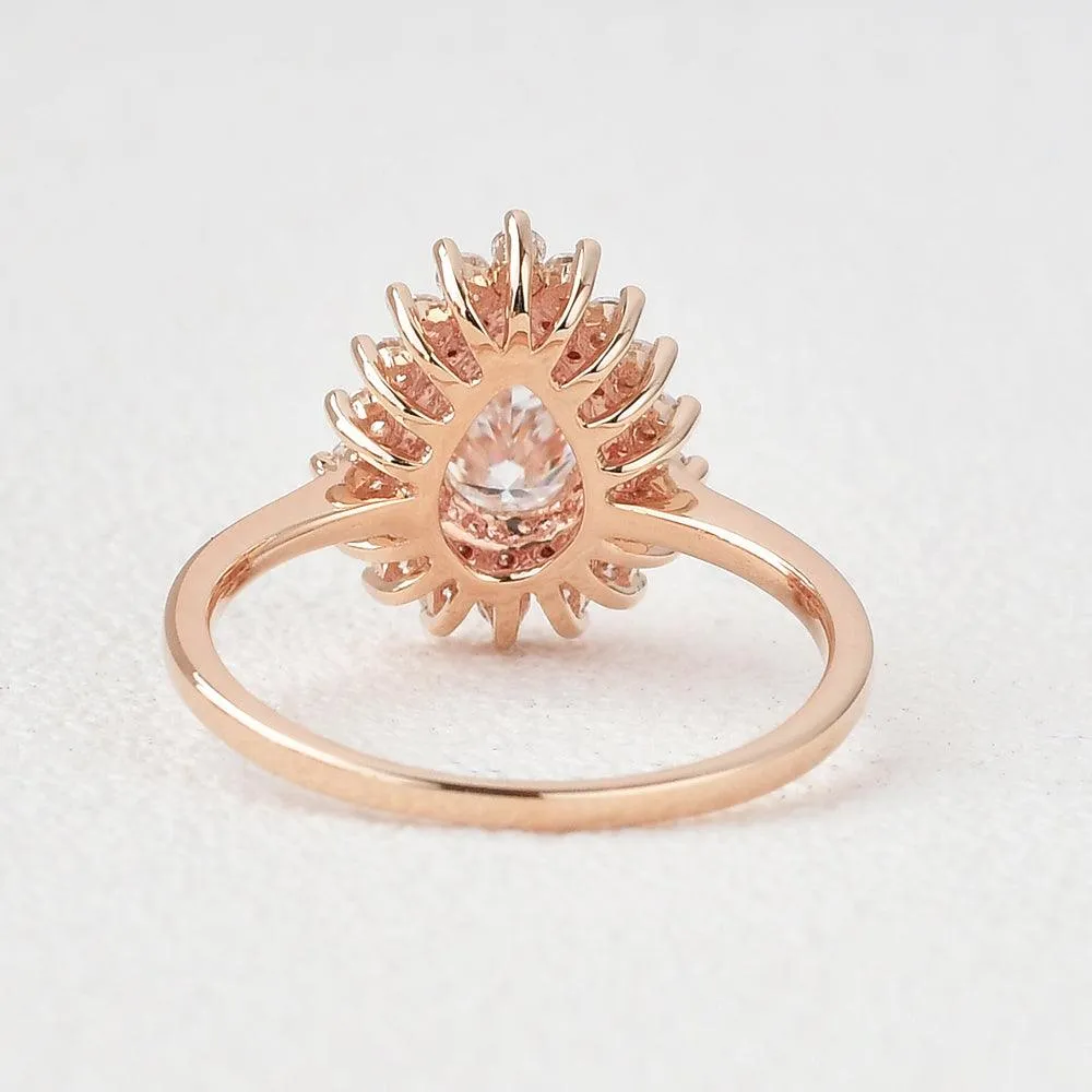 Stacking Moissanite Yellow Gold Halo Ring