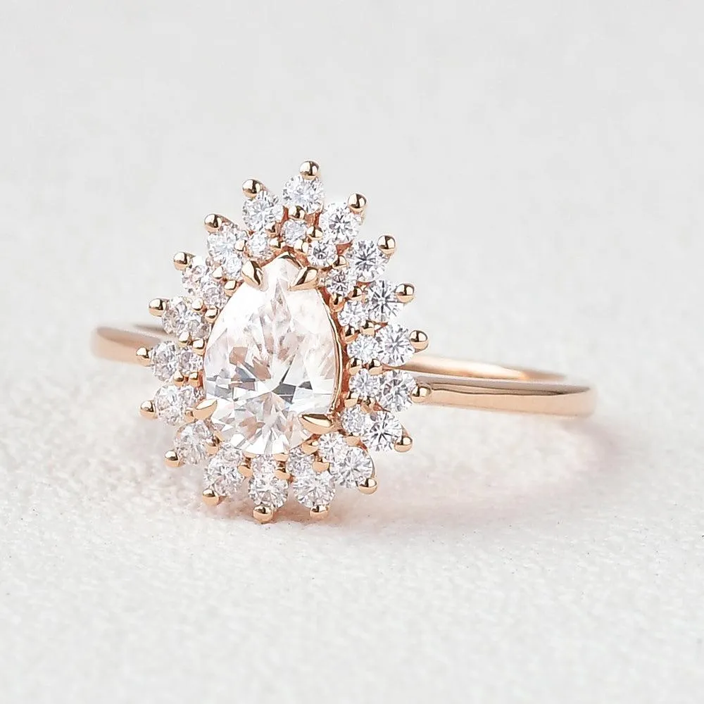 Stacking Moissanite Yellow Gold Halo Ring