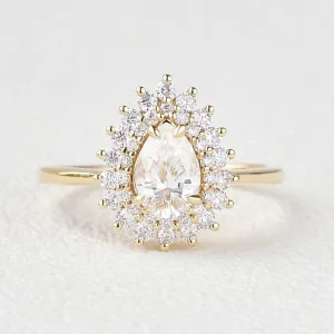 Stacking Moissanite Yellow Gold Halo Ring