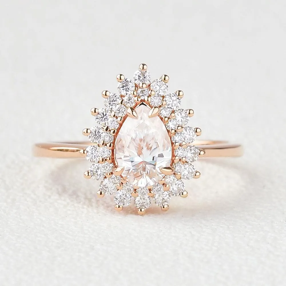 Stacking Moissanite Yellow Gold Halo Ring