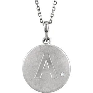Sterling Silver .005 CTW Diamond Initial A 18" Necklace