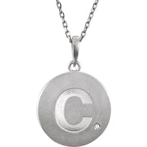 Sterling Silver .005 CTW Diamond Initial C 18" Necklace