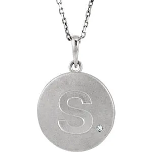 Sterling Silver .005 CTW Diamond Initial S 18" Necklace