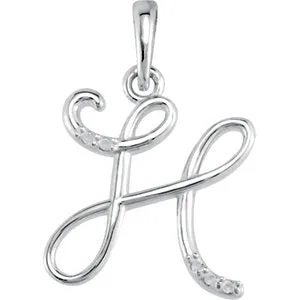Sterling Silver .025 CTW Diamond Initial H 18" Necklace