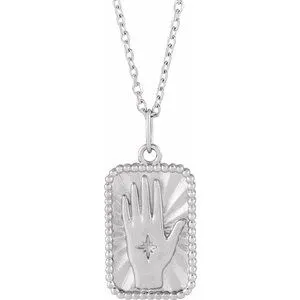 Sterling Silver 20.2x9.42 mm Hamsa Hand Tarot Pendant