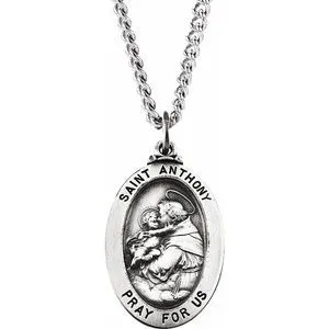 Sterling Silver 25x17.75 mm St. Anthony of Padua Medal Necklace