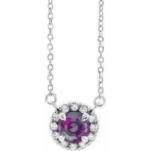 Sterling Silver 3.5 mm Natural Alexandrite & .03 CTW Natural Diamond 16" Necklace