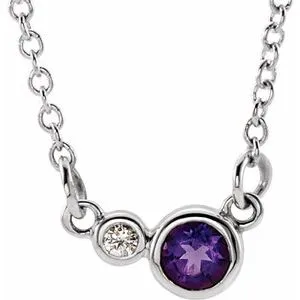 Sterling Silver Amethyst & .02 CTW Diamond 18" Necklace