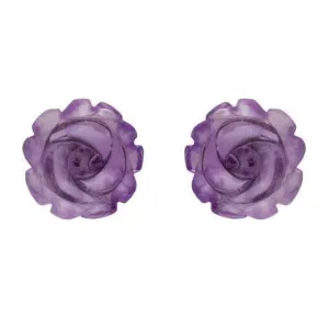 Sterling Silver Amethyst Tuberose 8mm Rose Stud Earrings