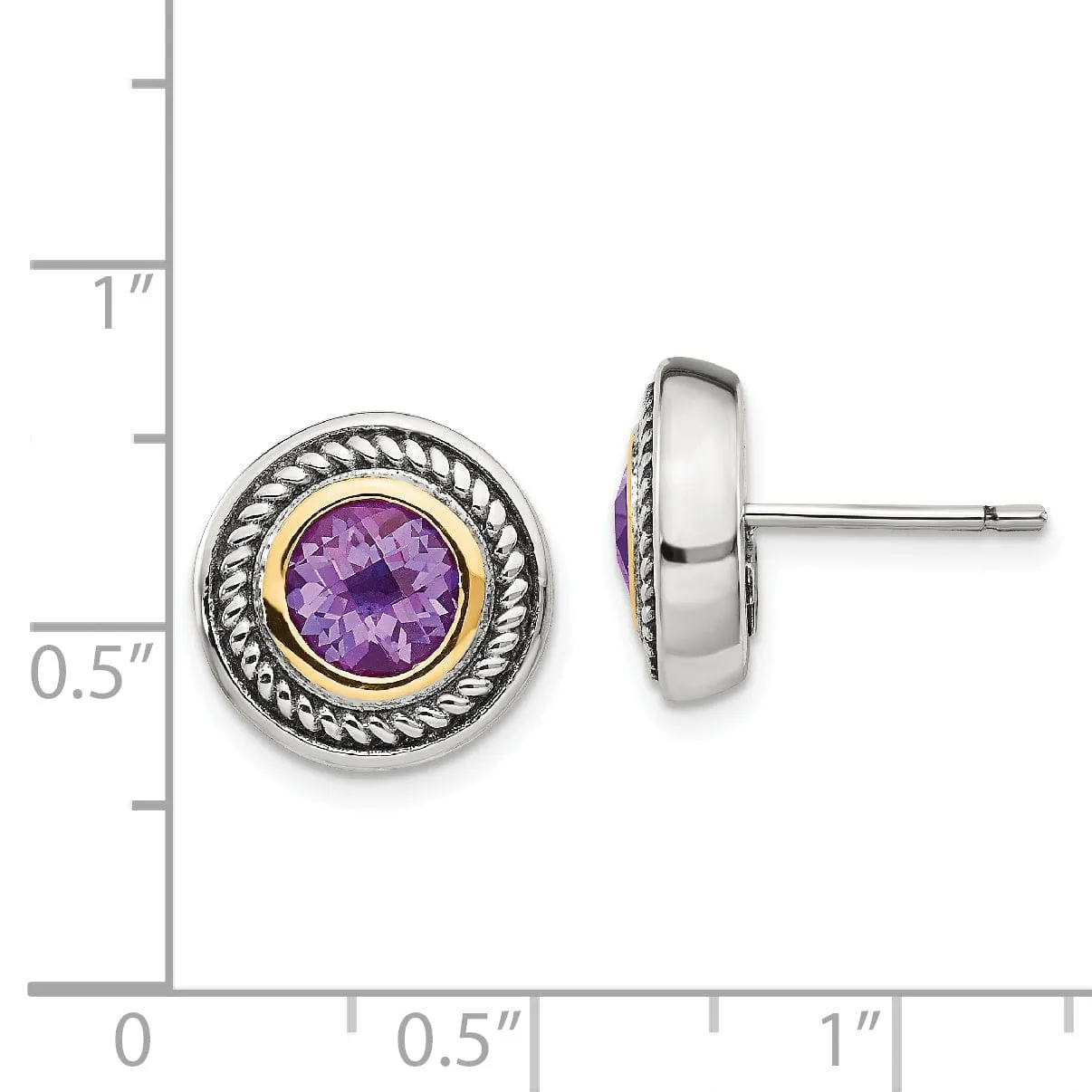 Sterling Silver Gold Amethyst Earrings