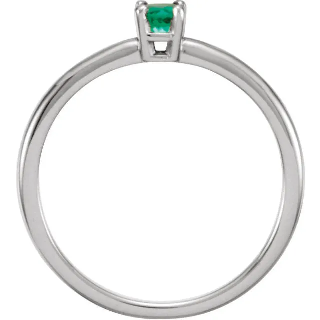 Sterling Silver Imitation Emerald "May" Youth Birthstone Ring, Size 3