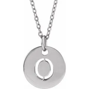 Sterling Silver Initial O 10 mm Disc 16-18" Necklace