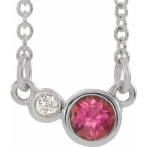 Sterling Silver Pink Tourmaline & .03 CTW Diamond 18" Necklace