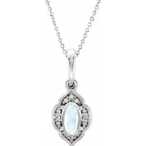 Sterling Silver Rainbow Moonstone & .03 CTW Diamond Clover 16-18" Necklace