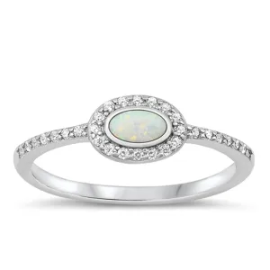 Sterling Silver White Lab Opal Ring
