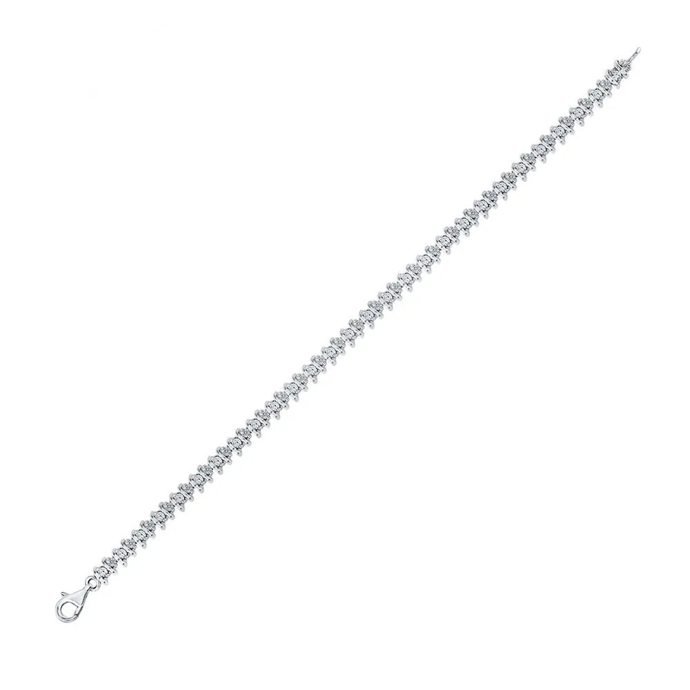 Sterling Silver Womens Round Diamond Tennis Bracelet 1/10 Cttw